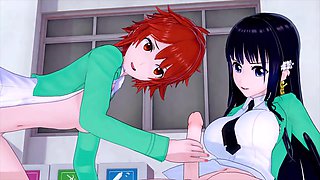 Futa adventures of Shiba Miyuki and Chiba Erika in this wild anime hentai