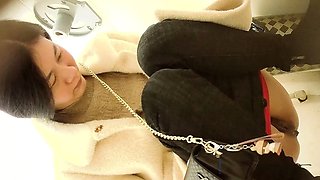 Cute amateur asian web cam girl playing with her toy