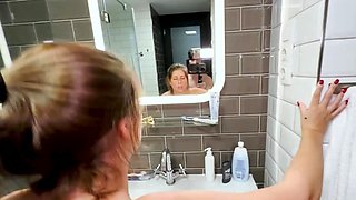 Big breasted housewife banged doggystyle in the bathroom