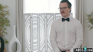 Ebony cougar bride takes a last white penis