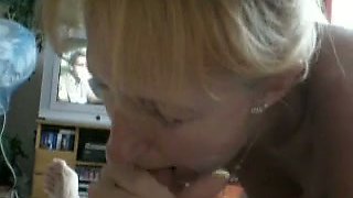 Blonde mom works on my cock till it explodes with jizz