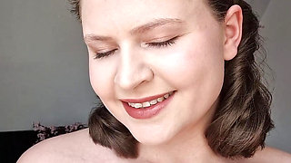 Your girlfriend teases you with her hair, big natural boobs, rides you and ask to cum inside her!
