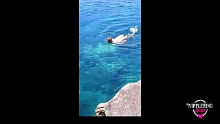 Nippleringlover Kinky Stepmother Extreme Pierced Nipples And Pussy Swimming Naked Ad Public Beach 5 Min