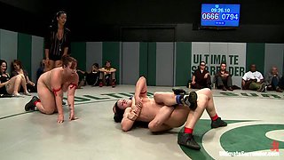 BATTLE OF THE CHAMPIONS!: 5 girl brutal orgy on the mat. The 2 losers get fucked by the winners