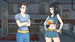 Hentai anime, kissing teen, thick