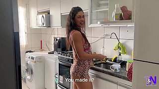 Amateur Latina Brunette Cooks Dessert Then Gets Fucked Hard in Kitchen by Trevor Rogen
