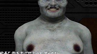 Asian girl with big tits fucks a monster