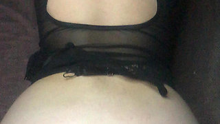 Doggystyle fucking the holes of a juicy milf in the evening before going to bed