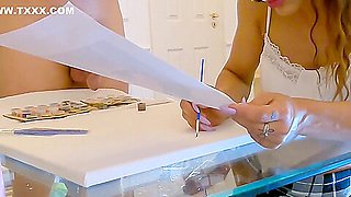 Hot Tight Pussy Brunette Milf Cheating Wife Art Teacher Uses A Naked Guy In Cfnm Form As A Cum Dispencer By Teasing And Playing
