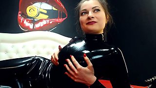 Latex slut solo anal masturbation