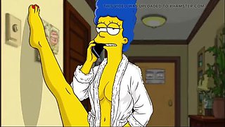 Marge Simpson Cartoon Parody - Horny Housewife Cheats While Cuckold Watches