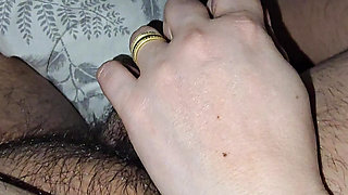 Step mom hand can't stay away from step son and handjob his dick