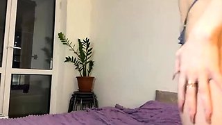 Cute amateur brunette naughty in solo jerking show on camera