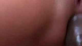 Brunette slut gets fucked in the ass by a fat black cock
