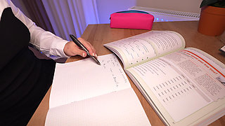 Distracted a Red-haired College Girl From Her Homework and Gave Her a Blowjob Lesson