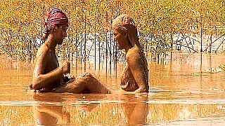 An awesome blond woman with big boobs part1