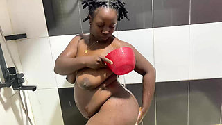 Huge Cucumber Solo Fuck and Masturbation by a Thick Nigerian Ebony Lesbian