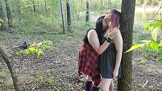 Goth trans girl gets her ass fucked by stranger in the woods