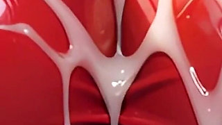 Watch Ai Amber Happily Play with Her Cum-filled Latex Tits