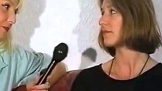 German Amateur MILFs in Lesbian Dildo Interview