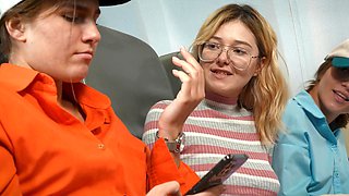 Lesbian threesome in an airplane with Alexis Willson and Aurora Heat
