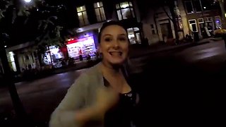 Brunette amateur milf wearing glasses giving handjob