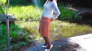 Wanking In Wet & Sheer Skirts