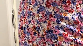 Updress Teasing with Sexy Natural Tits and Hairy Pussy