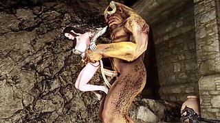 Uncensored Skyrim fuck with buxom Goddess and big dick monsters