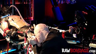 Sweaty jock foot licking and deepthroating in raw bondage