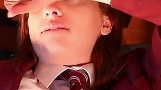 Hot British Schoolgirl Sucks Anonymous Cock at the Milking Table