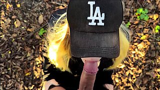 Spontaneous blowjob in the woods, we almost got caught!