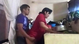 Fucking the Maid in the Kitchen When My Wife Is in the Living Room