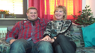 Slutty German granny fucked by two mature guys