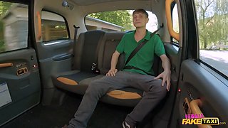Female faux cab - i teach him how to lose his v-card in the back of my taxi