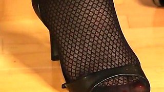 Mesmerizing Ankle Strap Sandals & Fishnet Nylon Tease