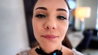 Sultry maid services POV cock with her mouth and pussy