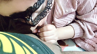 Tasting my boyfriend's rich cock until I fill my mouth with milk