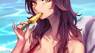 Paiur Island Pt. 2 JOI League of Legends Hentai Anime Ahri  LoL Zuricat