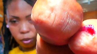 Foot Fetish, Toes Close-up, Black Mistress Jerk off Instructions Count-down, Big Ass Clapping and Twerking...