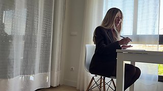 Boss Fucks Nymphomaniac Secretary on Reception Desk