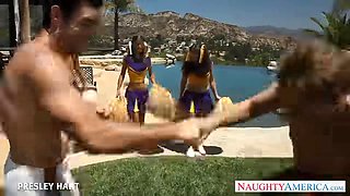 Hot cheerleader Presley Hart fuck outdoors