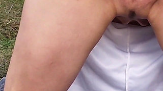 Outdoors Naked Gaping My Pussy and Pissing