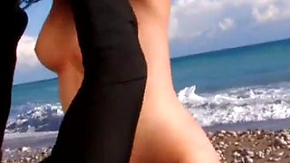 Brunette teen gets banged on the beach