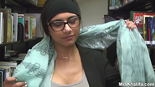 Mia Khalifa's Miakhalifa Body: A Sexy Solo Library with Big Fake Tits and Glasses