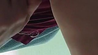 Hot MILF in Mini Skirt Jerks off and Cums Riskily