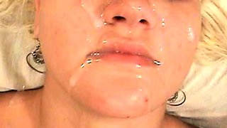 Amateur facial on teen with glasses