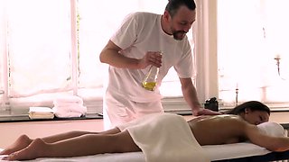 German small tits brunette teen seduced at sex massage