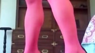 Crossdresser in Sexy Pink Lingerie