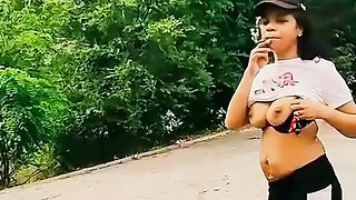 Female At The Park Naked Teasing